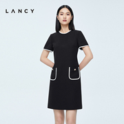 LANCY/朗姿2023夏季中长款设计感收腰气质宴会礼服连衣裙子女