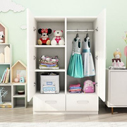 实木质矮衣柜儿童小孩小型简易组装2开门板式衣橱简约现代经济型