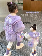 女童外套冬季宝宝洋气可爱上衣韩版儿童兔子毛毛卫衣棉衣外套