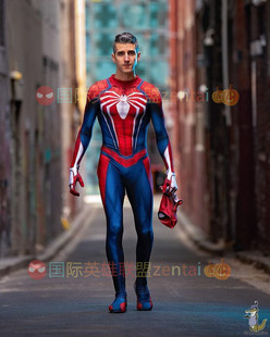 成人儿童动漫电影游戏Spiderman Cos男款PS4蜘蛛侠战衣连体紧身衣