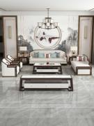 新中式实木真皮沙发组合别墅高端客厅轻奢现代简约白蜡木中式家具