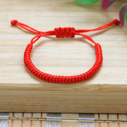 龙年手工编织金刚结红绳手链可调节抽拉男女民族风幸运红色手绳