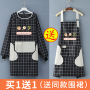 韩版时尚防水防油大人罩衣厨房家用围裙可爱女士工作服男长袖定制