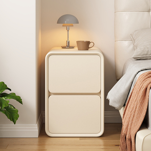 小型床头柜夹缝实木简约现代超窄家用卧室，储物极窄奶油床边柜