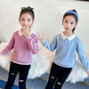 女童毛衣秋冬装韩版洋气学院，风假两件上衣加厚儿童，翻领针织打底衫
