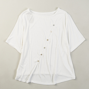 1115宽松纯色莫代尔短袖T恤女73536韩版圆领通勤OL时尚打底衫