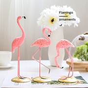 简约现代粉色火烈鸟树脂可爱动物摆件桌面客厅摆设装饰品