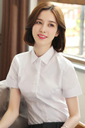 白色短袖衬衫女职业ol女装，正装夏季韩版修身显瘦棉衬衣工装工作服