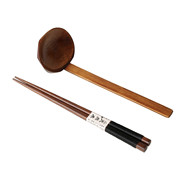 耳耳家居日式实木筷子勺子，套装木质一人食餐具，拉面勺汤勺木筷子