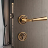 铜金色门锁室内卧室美式门把手复古房门锁分体锁木门锁
