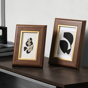 复古实木相框6寸7寸摆台办公室床头柜桌面装饰品摆件欧式家居软装
