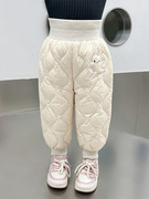 女宝宝冬季棉裤外穿儿童三层，加厚加绒保暖裤高腰小童女童一条过冬