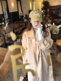 RIXO EXIT法式温柔百搭斗篷风衣外套女秋冬宽松粉色双面绒大衣