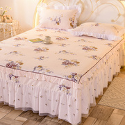 单件床裙床罩纯棉床裙式全棉床套防滑1.8米2.0m荷叶边床单保护罩