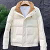 冬季韩版保暖羽绒服男白色，短款男士潮流，冬装外套轻薄立领流行夹克