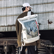 ins潮酷书包双肩，包女大容量时尚潮流韩版学生男士电脑包旅行背包