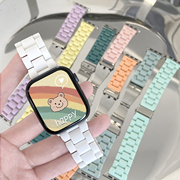 适用iWatch8手表表带苹果三株糖果彩色树脂纯色7/6/5/4/3/2SE可爱