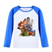 长袖棉T恤衣服秋装动物城t恤朱迪尼克狐狸兔子亲子儿童卡通纯