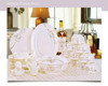 景德镇56头骨瓷优级餐具套装金玫瑰碗盘家用陶瓷器简约送