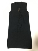  黑色针织绑带无袖连衣裙 弹力包身气质知性优雅OL通勤
