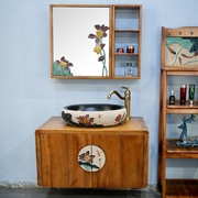 现代中式实木卫生间洗脸盆柜，组合挂式浴室柜，洗面盆洗手池吊柜套装