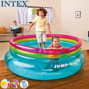 intex大号儿童室内充气跳床3岁幼儿玩具池，球池圆形蹦床跳跳乐