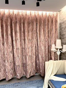 定制粉紫窗帘现代简约客厅，卧室书房纯色遮光成品定制