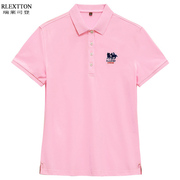 夏季透气珠地棉粉色polo衫，短袖女装宽松上衣，薄t翻领t恤粉红色薄款