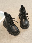 儿童马丁靴男童女童秋冬季单靴子加绒软底英伦风黑色短靴皮靴童靴