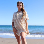 火凤凰-流2022欧美针织v领胸前绑带，沙滩罩衫性感镂空度假比基