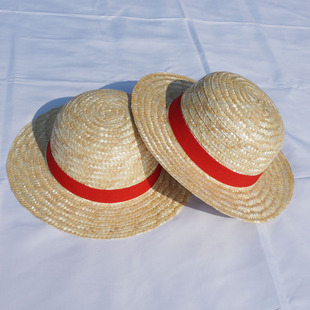儿童草帽夏季户外出游防晒大檐休闲亲子沙滩帽路飞同款草帽表演帽