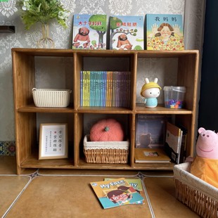 老榆木落地式实木书架收纳置物架，现代矮柜组合环保儿童玩具收纳架
