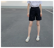 左手日记夏新黑色短裤棉短裤，工装休闲短裤，男友风中性高腰短裤女