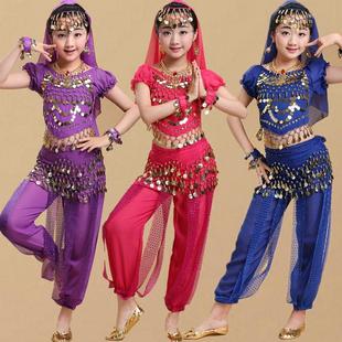 肚皮舞练习服少儿印度舞，演出服装儿童，舞蹈表演服短袖裤子套装