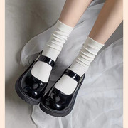 白色袜子女中筒袜纯棉夏季薄款纯色ins潮黑色，堆堆袜长袜日系jk袜