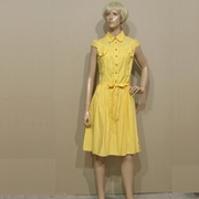 女装迪妮DBNI黄色棉质短袖蝴蝶结连衣裙低价销售