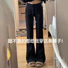 灰色运动裤女春秋2024微喇叭裤修身显瘦休闲卫裤小个子马蹄裤