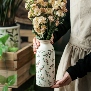 简约风陶瓷小众花瓶摆件，客厅插花干花，创意复古高级感艺术美式田园