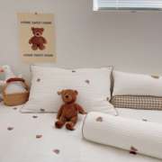 韩式简约ins熊婴儿床白色纯棉水洗棉绗缝床盖儿童床垫盖毯可定制