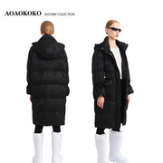 aoaokoko黑色刺绣重工羽绒服，2023冬新国风设计感中长款大衣外套