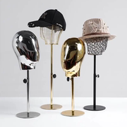 帽子头模服装店模特道具展示架高档橱窗陈列假发男女电镀人头支架