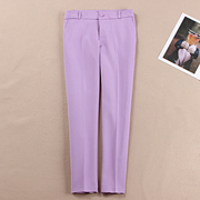 2019春秋紫色女裤，西装裤子显瘦修身包臀女西裤，小脚九分裤