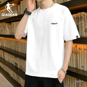 乔丹短袖t恤男2024夏季宽松体恤圆领，白色运动半袖