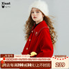 小童木学院风红色呢子，大衣女童毛呢外套，夹棉女大童冬装年服