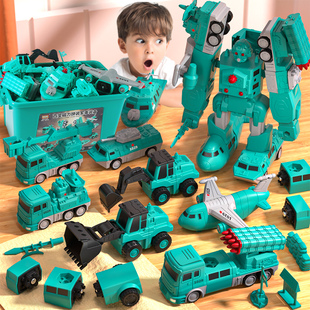 小孩磁力积木拼装儿童玩具男孩变形磁吸百变车合体金刚机器人3岁2