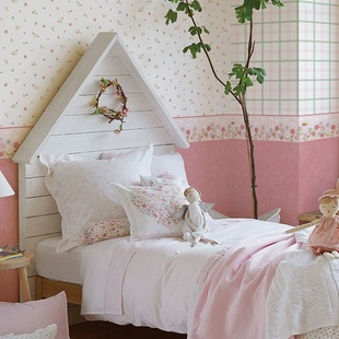 北欧田园格子素色纯色儿童房，壁纸卧室背景墙纸，满铺小碎花无缝墙布