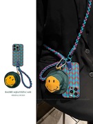 孔雀蓝渔夫帽耳机包适用于苹果x手机壳xr编织手绳xsmax潮牌iphone7可背带i8plus斜挎挂绳6p小众5代4s高级se2