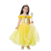 夏季童装女童短袖连衣裙，儿童贝尔公主裙子，贝儿黄色礼服纱裙纯色