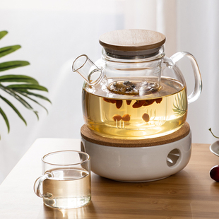 古道品茗透明玻璃花茶壶蜡烛加热花草，茶具水果茶壶套装整套茶壶