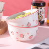 水蜜桃草莓陶瓷米饭碗，家用可爱ins风餐具情侣，儿童碗勺套装盛粥碗